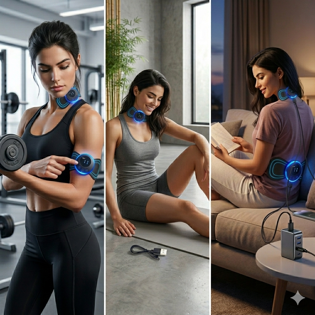 EMS Neck Massager Electric Muscle Stimulator Cervical Sticker Massage Patch Low Frequency Pulse Pads Body Pain Relief Masajeador