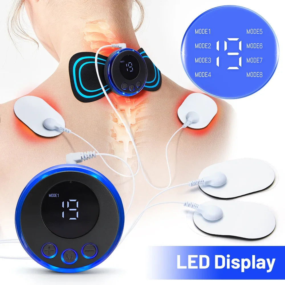 EMS Neck Massager Electric Muscle Stimulator Cervical Sticker Massage Patch Low Frequency Pulse Pads Body Pain Relief Masajeador