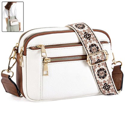 Borsa a Tracolla Triple Zip con Ricamo Floreale | Multicolore da Donna