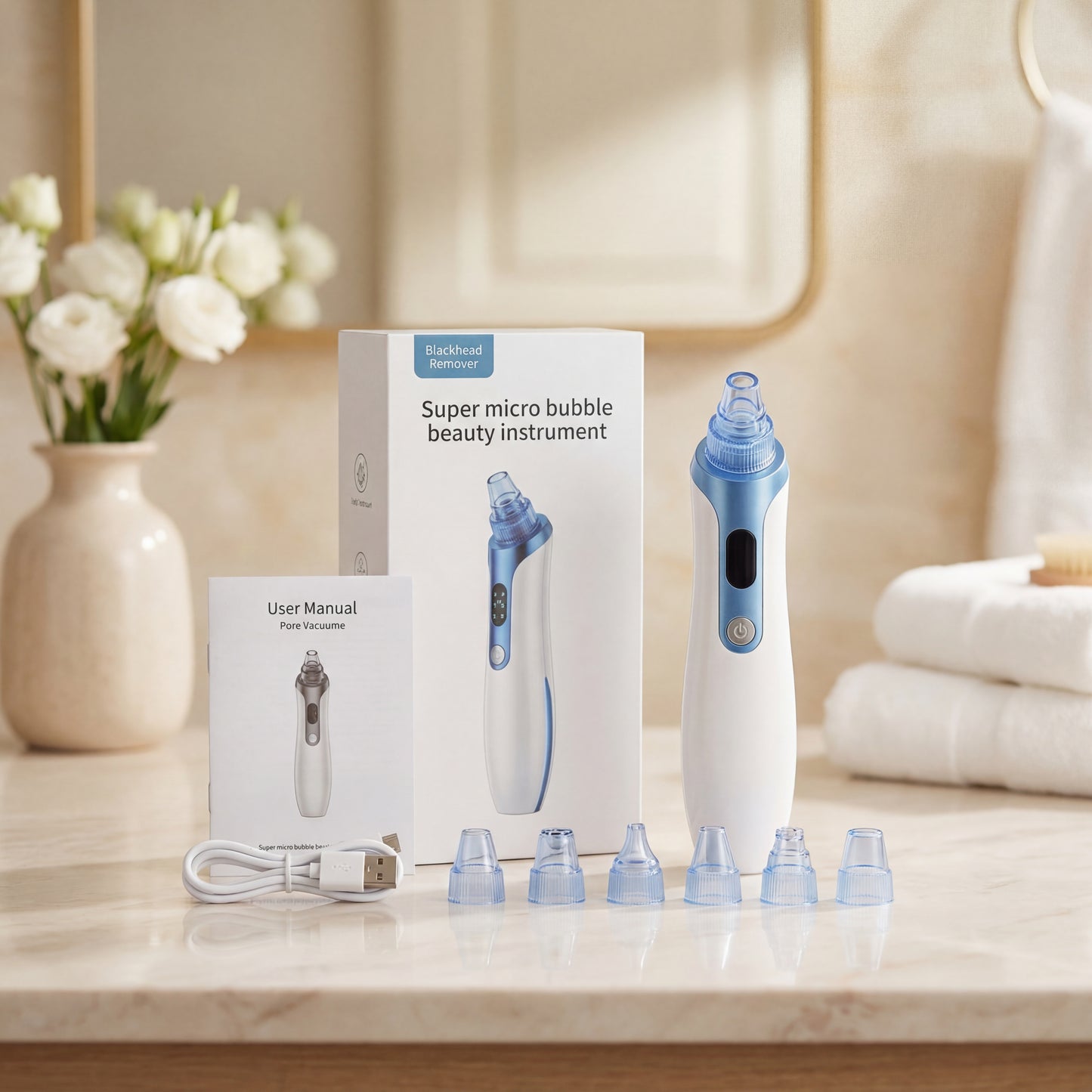 Aspiratore per punti neri, pulitore per pori, aspiratore per punti neri migliorato, aspiratore per il viso ricaricabile, strumento per l'estrazione di comedoni e punti neri