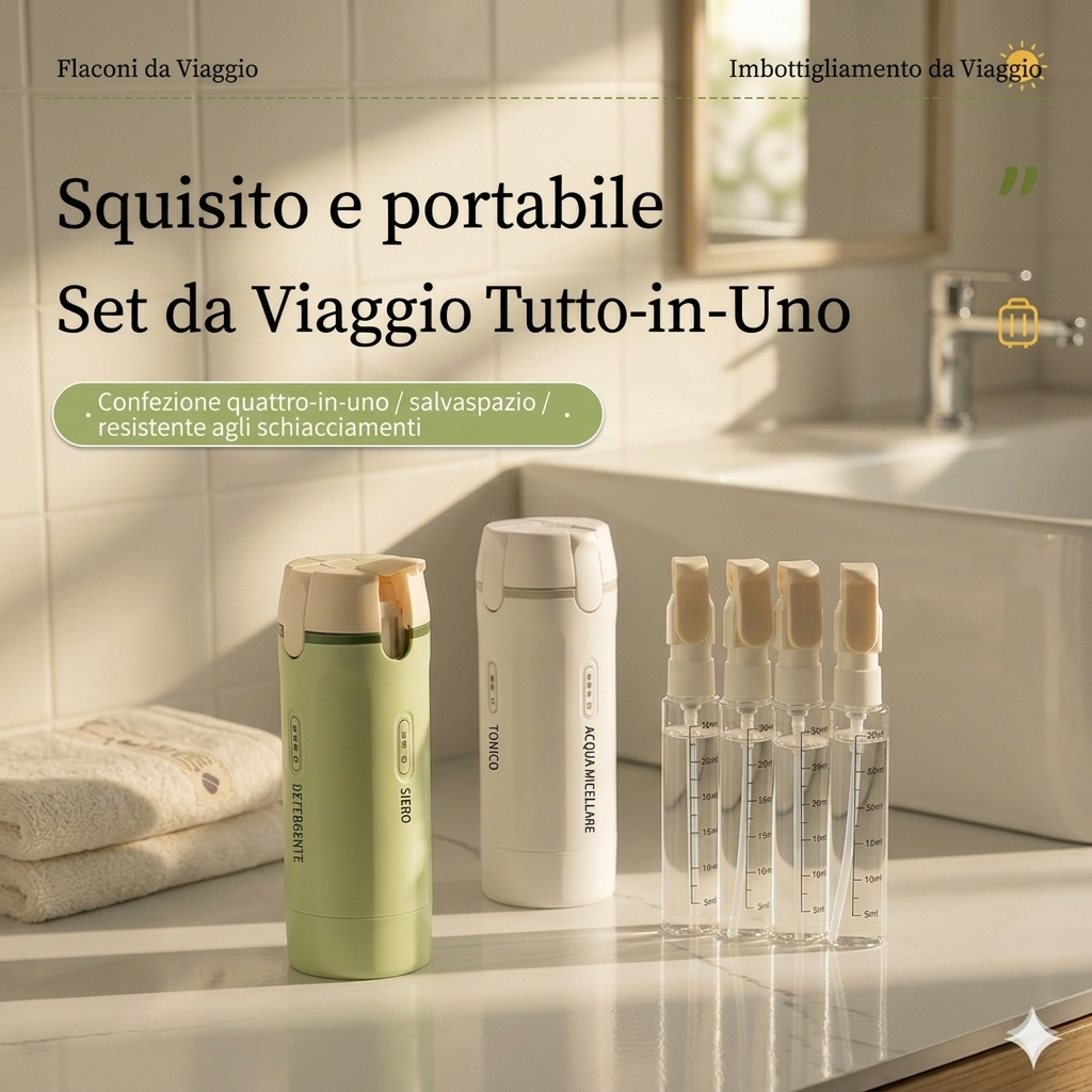 Contenitore da viaggio a prova di perdite per profumo, shampoo, balsamo e lozione.