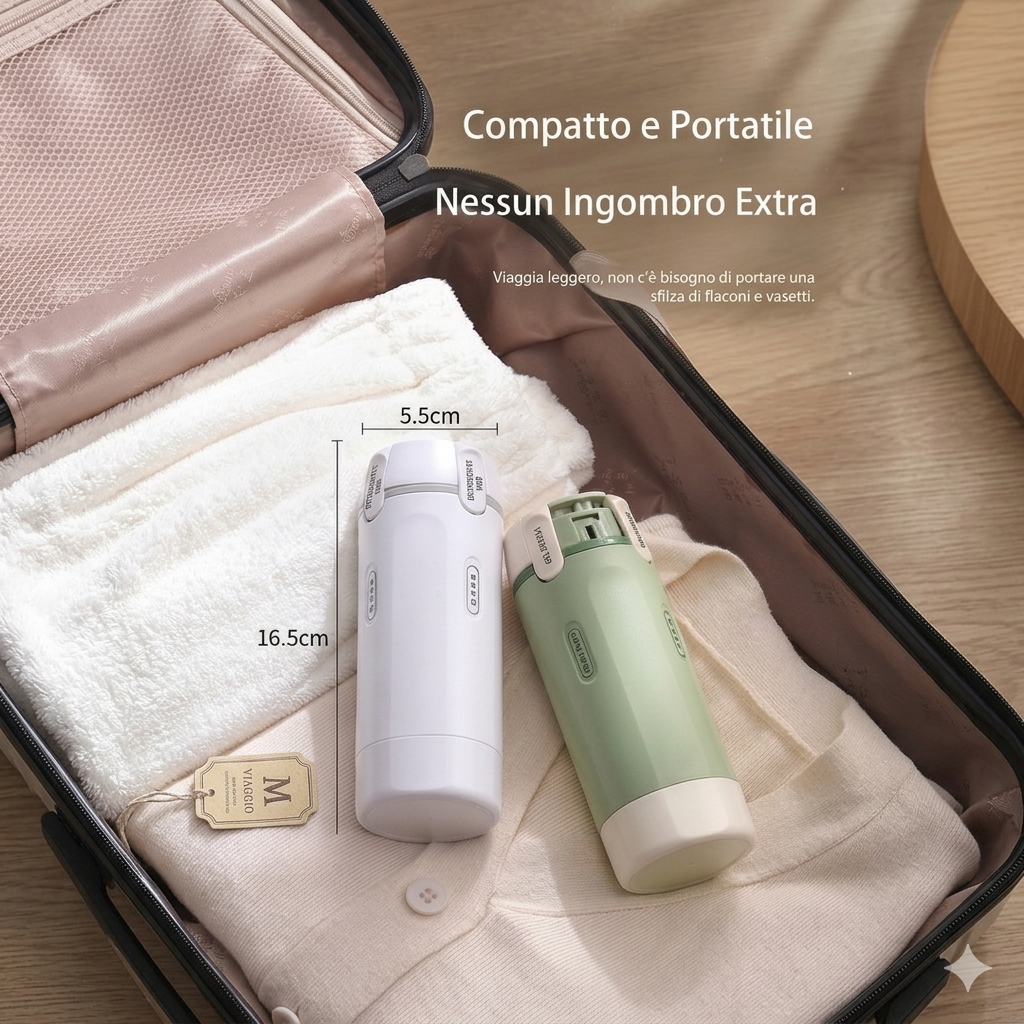 Contenitore da viaggio a prova di perdite per profumo, shampoo, balsamo e lozione.