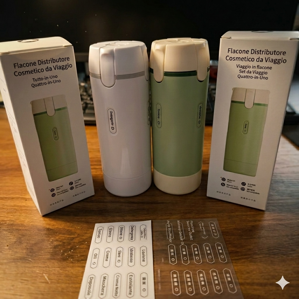 Contenitore da viaggio a prova di perdite per profumo, shampoo, balsamo e lozione.
