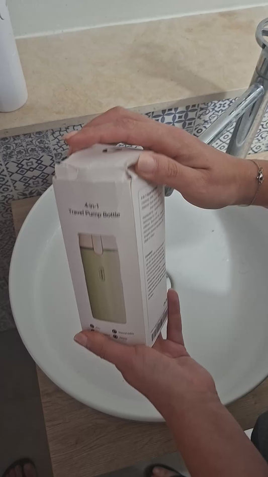 Dispenser da Viaggio 4 in 1 – Flaconi Ricaricabili Antiperdita | Set Toilette Aereo